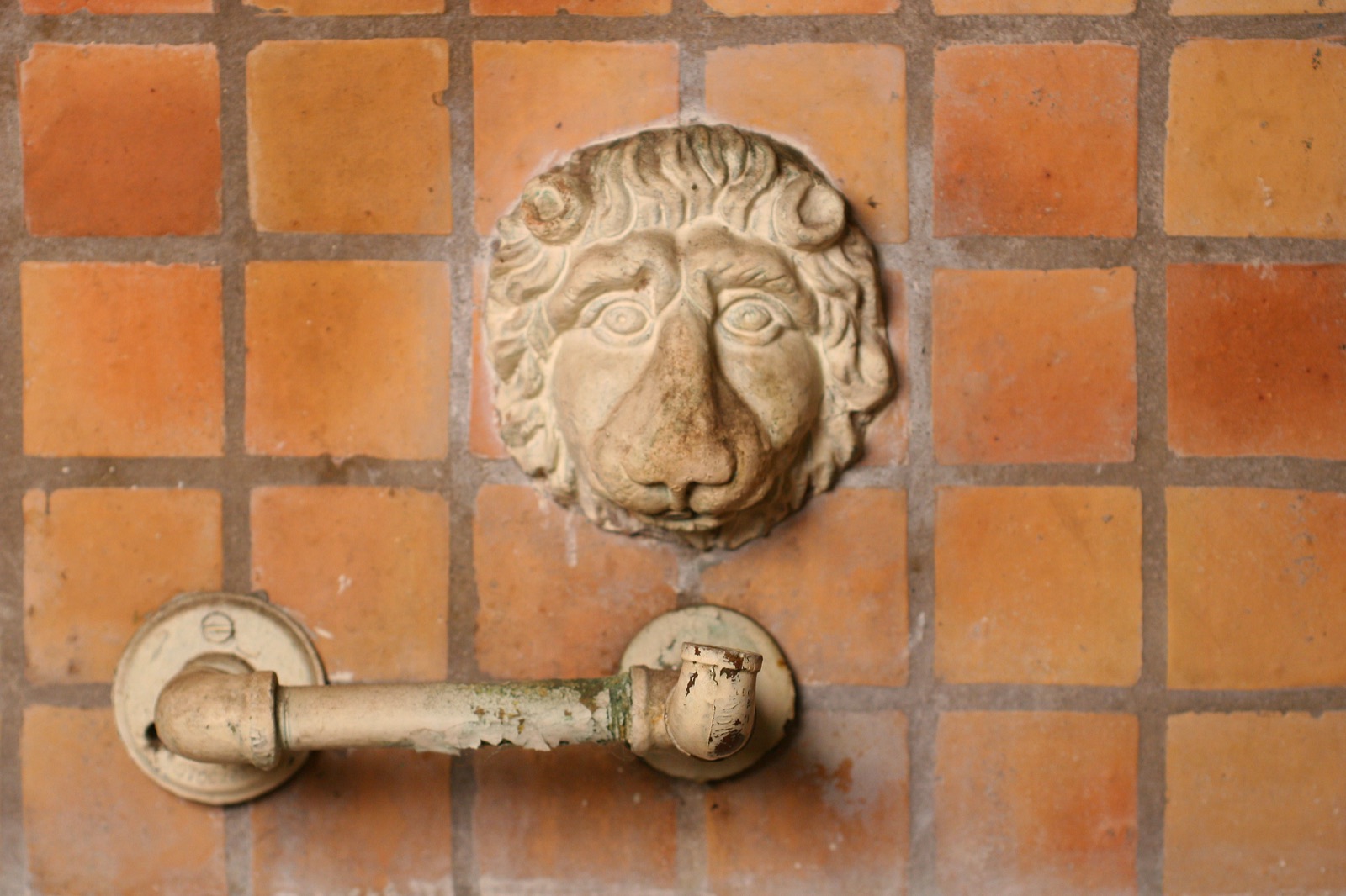 Carved lion head detail